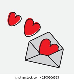 vector letter sending envelopes containing flying love, falling in love