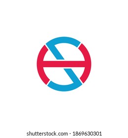 vector of letter sh round geometric line simple logo