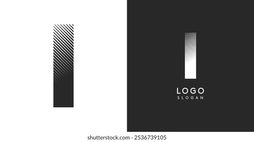 I letra vetorial. Monograma de contraste afiado greve eclosão diagonal para olhar industrial ainda moderno. Modelo de logotipo em negrito alto. Design de conceito de logotipo para marca em tecnologia, arquitetura, moda