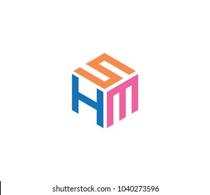 Vector letter SHM logo. hexagon logo
