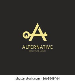 Vector letter A simple real estate logo. Luxury corporate identity