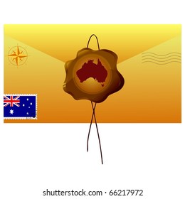 vector letter with the stamp of Australia and mark