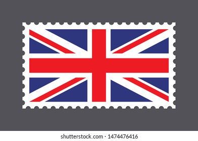 Vector letter stamp flag of UK. United Kingdom, England, Great Britain flag.