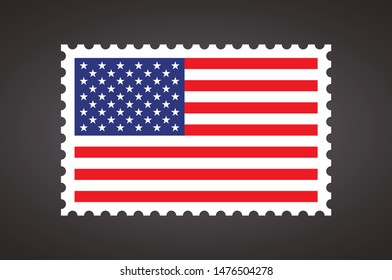 Vector letter stamp flag of USA. America, US, United States, flag.