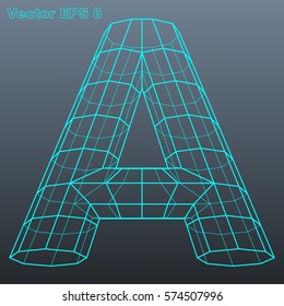 Vector letter A stylized polygonal wireframe model. EPS 8