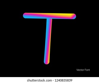 Vector letter T. Abstract Letter Blend Line. Logo symbol. Rainbow Color