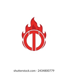 Vector letra T círculo de fuego logo diseño plantilla inspiración, ilustración vectorial.