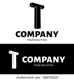 Vector letter T logo. Brand logo T for the company in the form of 3D letters