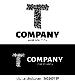 Vector letter T logo. The logo is the letter T consists of cubes.