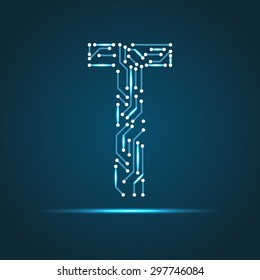 Vector letter T logo (sign, symbol, icon, design element). Technology design