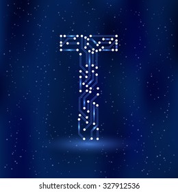Vector letter T logo (sign, symbol, icon, design element). Technology design