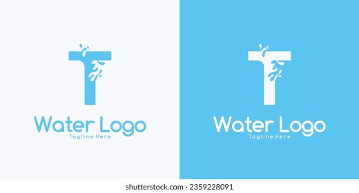 Vector Letter T logo splash water wave logo design concept