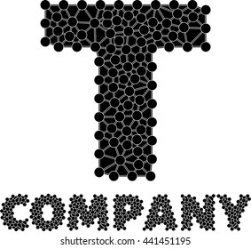 Vector letter T logo. The letter T in the style of molecular-based