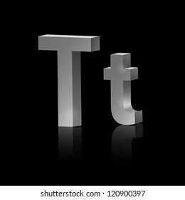 Vector letter T of metallic design alphabet