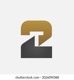 Vector Letter T Number 2 Logo