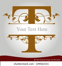Vector of Letter T in the old vintage style. ABC concept type as logo. Typography design