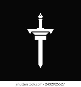 Vector letter T sword logo design template inspiration, vector illustration.