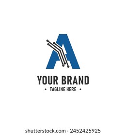 Letra Vector A Tecnología Logo Diseño Vector Plantilla. Icono de concepto de logotipo empresarial