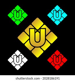 vector letter u design element, with diamond or diamond shaped box illustration