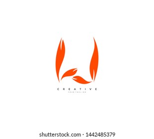 vector letter U logo orange color minimalism style