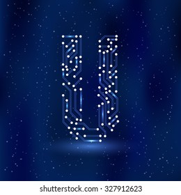 Vector letter U logo (sign, symbol, icon, design element). Technology design