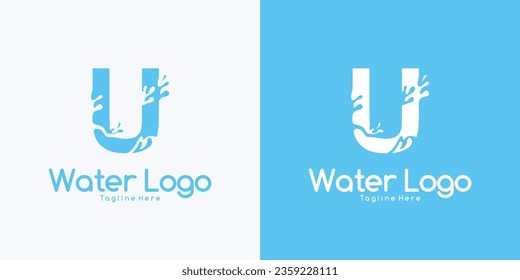 Vector Letter U logo splash water wave logo design concept