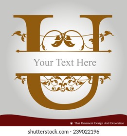 Vector of Letter U in the old vintage style. ABC concept type as logo. Typography design