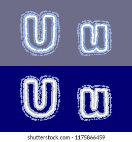 vector letter U on grey and blue background