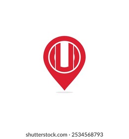 Vector letra U pin point logo diseño Plantilla inspiración, Ilustración vectorial.