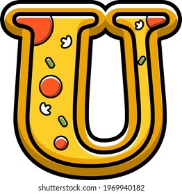 vector letter U. pizza fast food