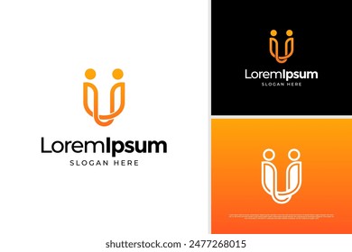 Vector letter U social community logo design template