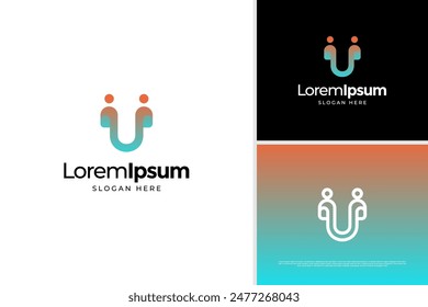 Vector letter U social community logo design template