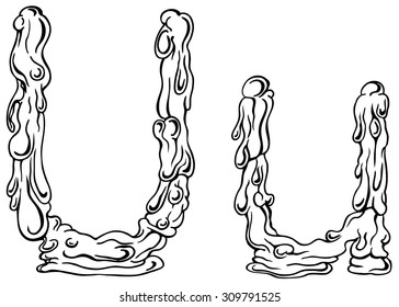 Vector letter U of water - isolated line drawing