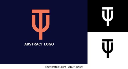 Vector Letter UT Geometric Icon Simple Abstract Modern Business Logo Orange Design