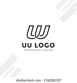 Vector Letter UU logo templates isolated on white black background. Modern Linked Design. 