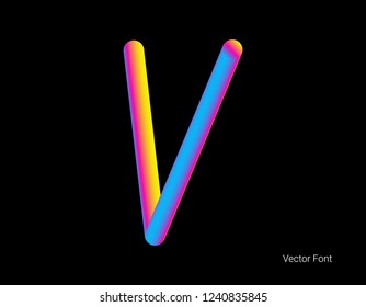 Vector letter V. Abstract Letter Blend Line. Logo symbol. Rainbow Color