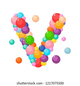 Vector letter v of the alphabet for kids of the colored balls.