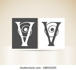 Vector letter V art deco alphabet 