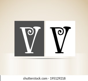 Vector letter V art deco alphabet retro sign vintage design