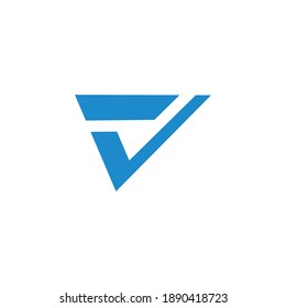 vector of letter v check mark simple geometric logo