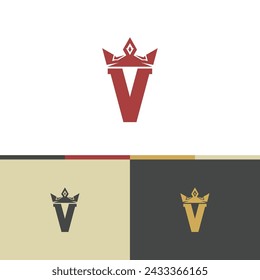 Vector letter V crown logo design template inspiration, vector illustration.