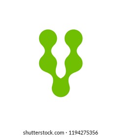 Vector letter V. Digital style symbol design. Font element. Alphabet logo. Monogram template.