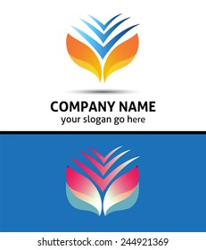 Vector letter v logo graphic golden and black wings element 