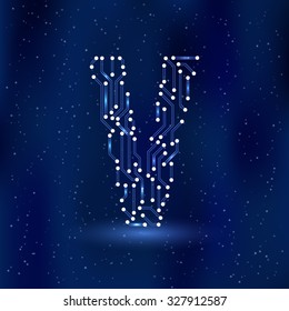 Vector letter V logo (sign, symbol, icon, design element). Technology design