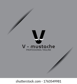 Vector Letter V logo templates isolated on gray background. Modern mustache Design. 