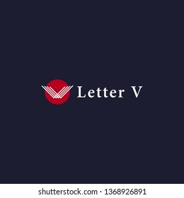vector, letter v logo with a v-shaped line and a red circle. unique, attractive, modern, minimalist, simple
