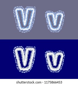 vector letter V on grey and blue background