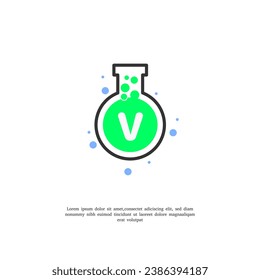 vector letter V on lab icon design template illustration