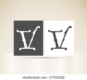 Vector letter V sign alphabet