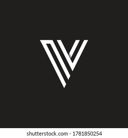 Vector Letter VV uppercase minimalist art monogram. Creative Maze vector linear for Title, Header, Lettering, Logo. Labyrinth Line art style on black background. Modern Design.